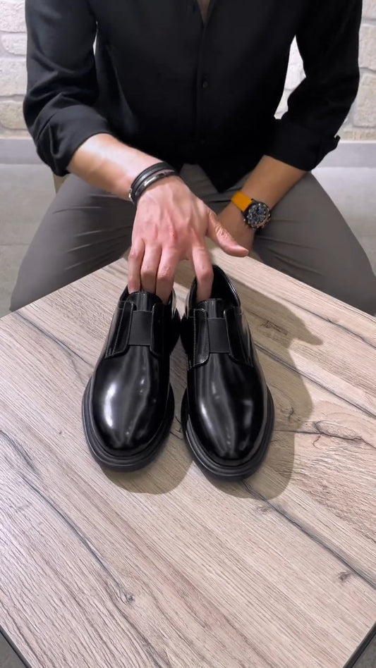 Glossy Black Leather Loafers