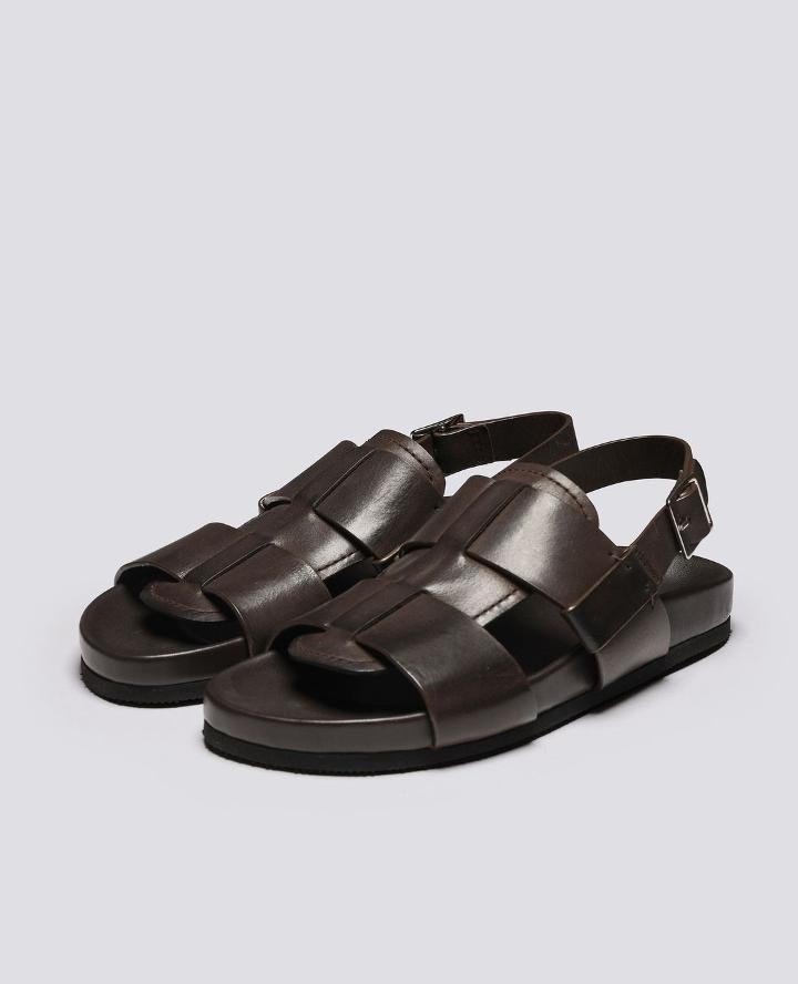 Polished Brushed Leather Men's Sandals