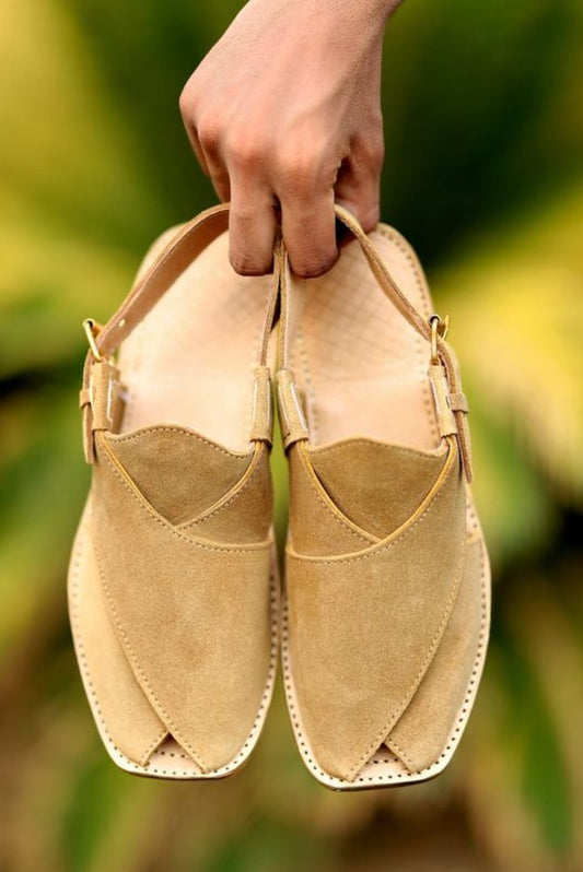 Yellow Handmade Leather Peshawari Chappal