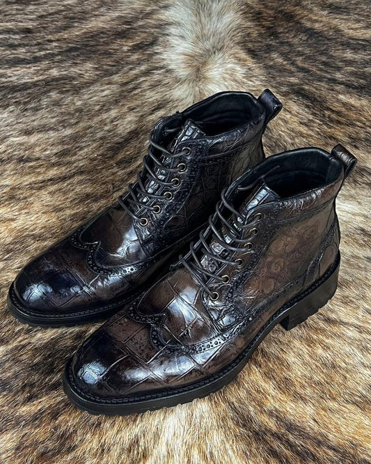 CARLO BROWN PITON BOOTS