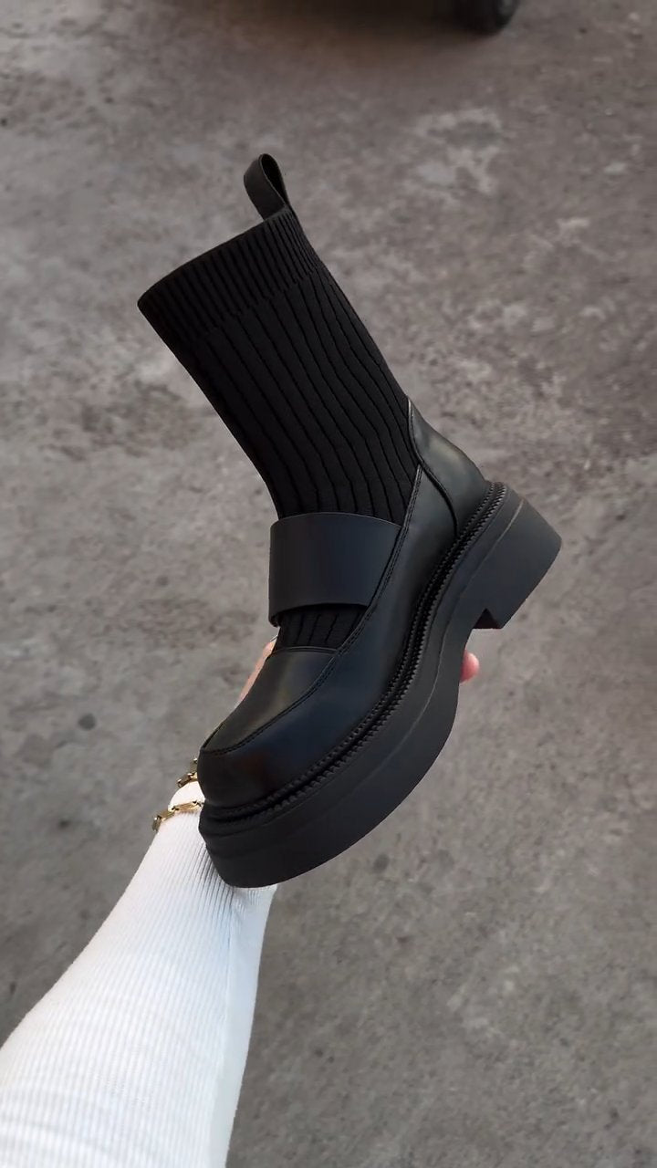 Black Stretch Socks Boots