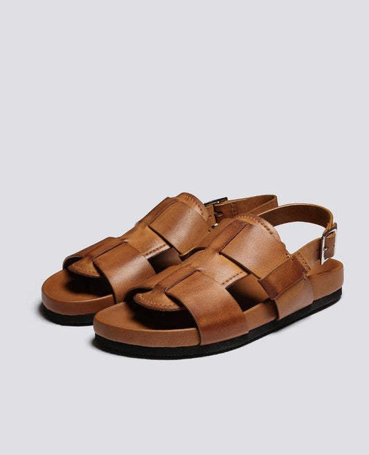 Polished Brushed Leather Men's Sandals