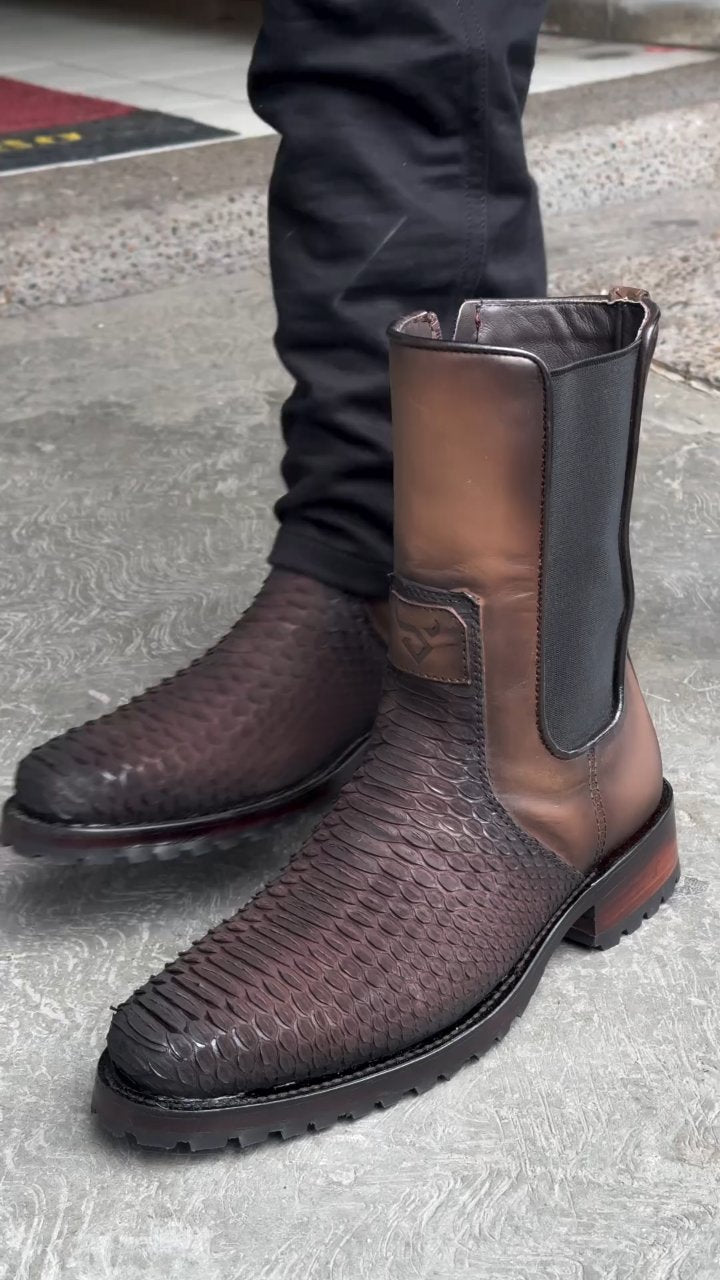 ltalian Handmadepython Leathertextured High-topclassic Boots