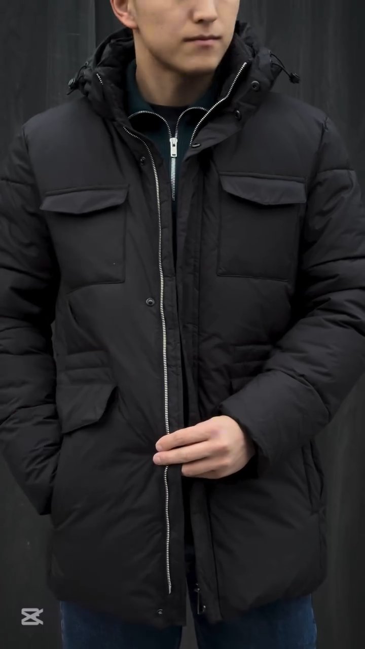 Men's Hooded Multi-Pocket Work Down Jacket