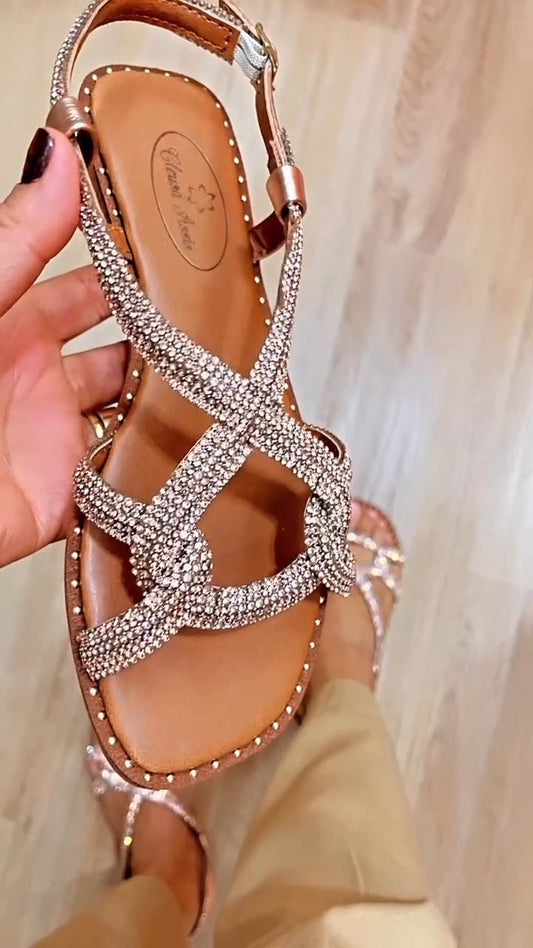 Women's Rhinestone Flat Sandals