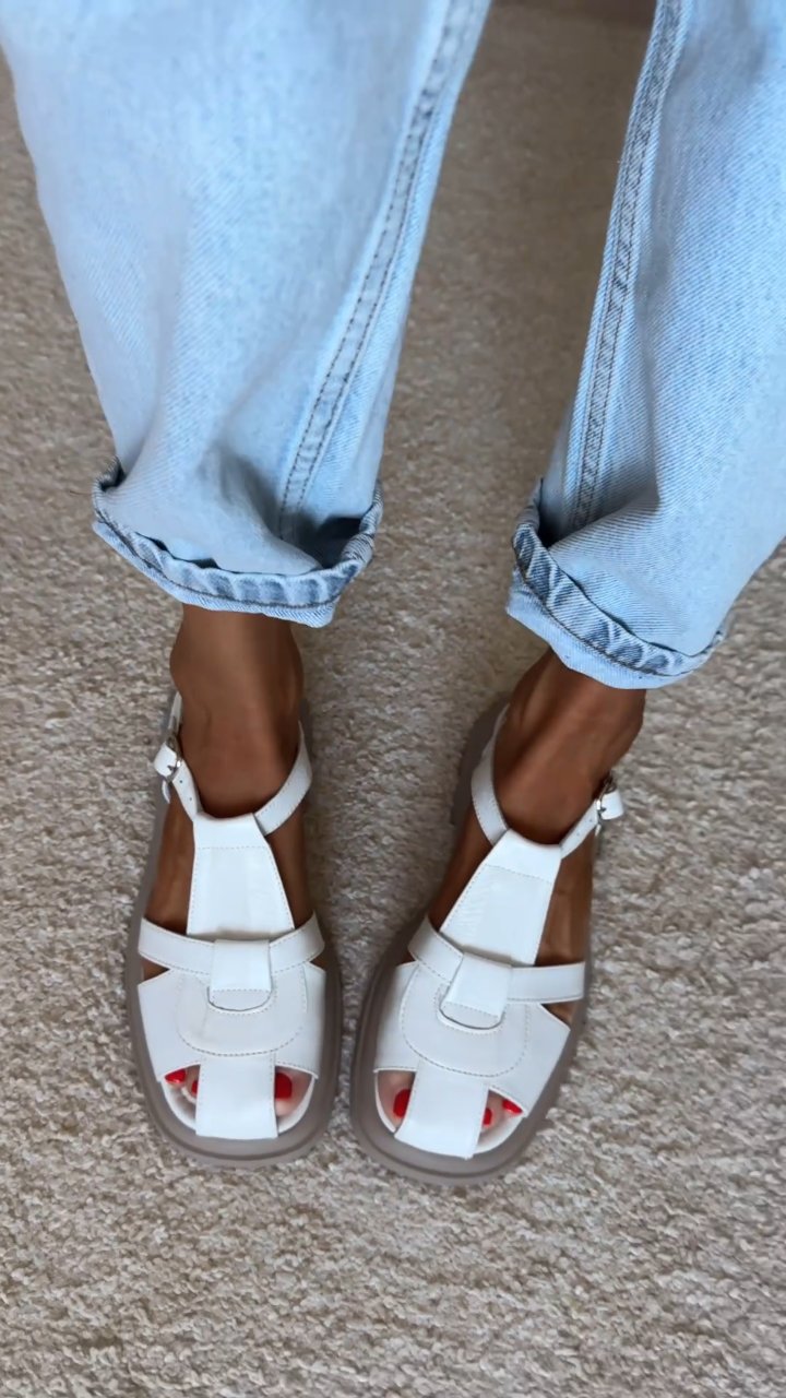 White Vintage Flat Sandals