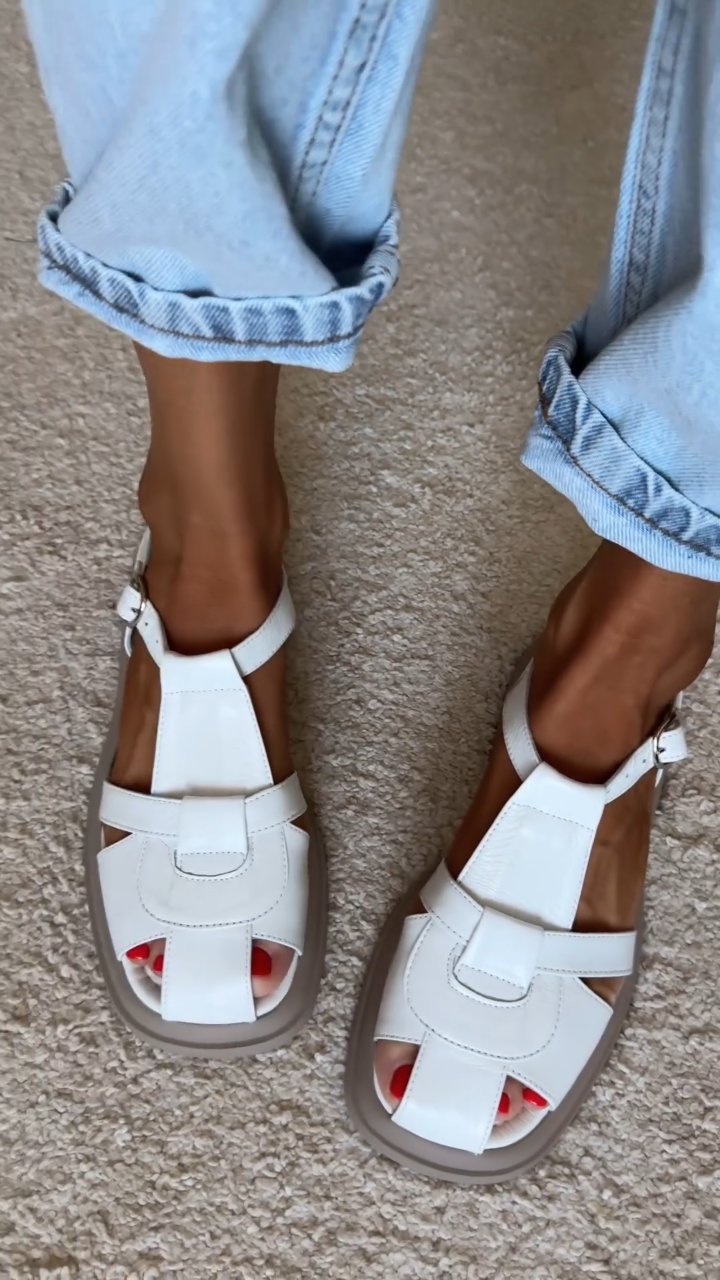 White Vintage Flat Sandals