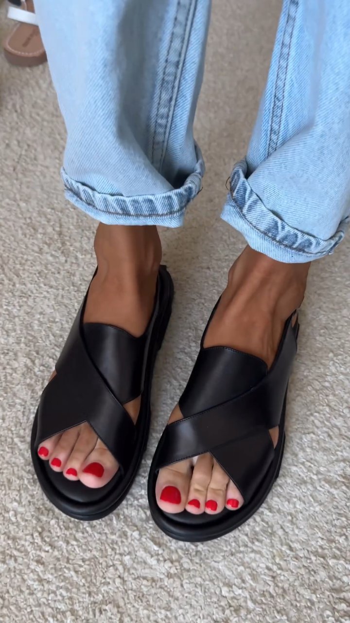 Buckle Strap Leather Sandals