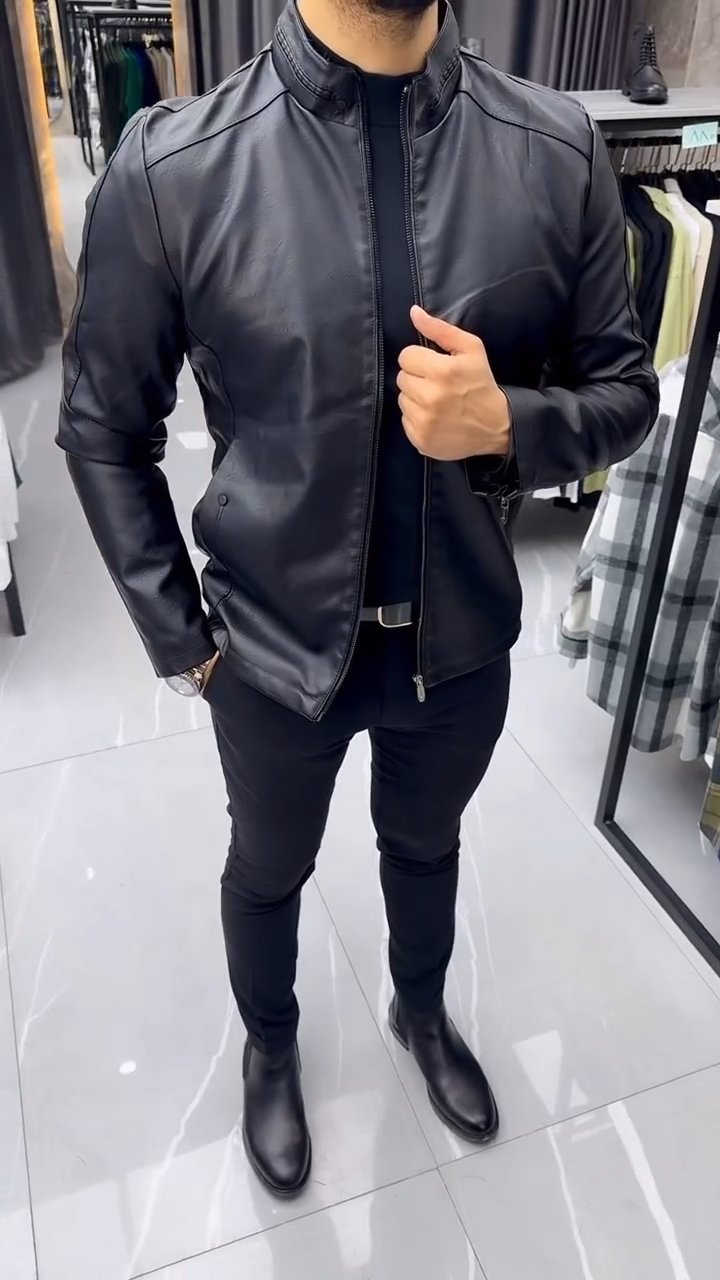 Men's Biker PU Leather Jacket