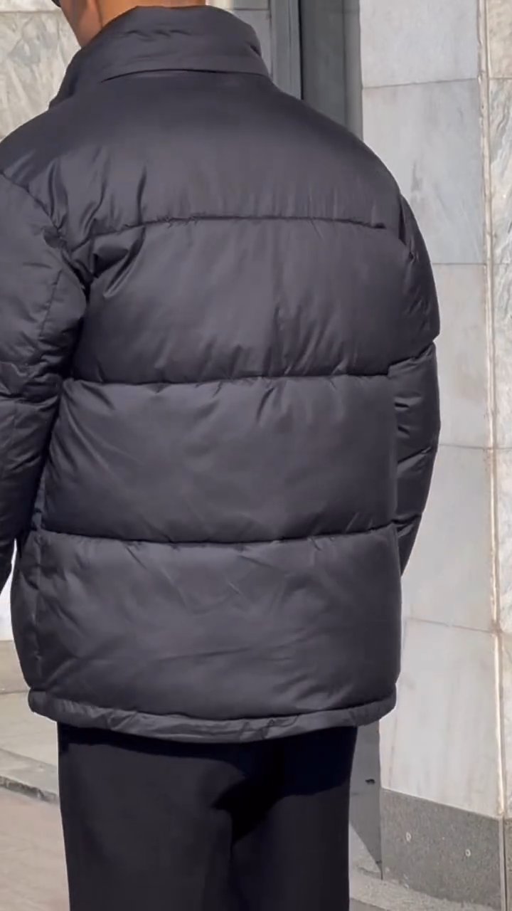 Black Fluffy Down Jacket