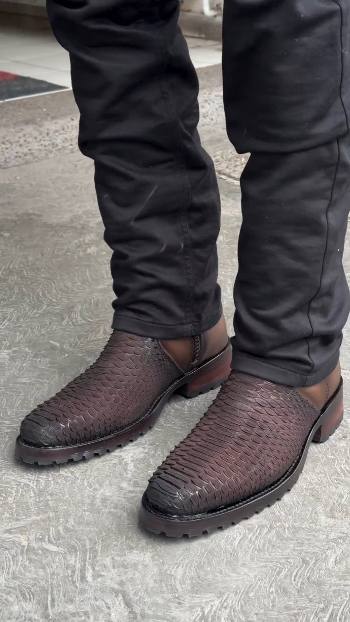 ltalian Handmadepython Leathertextured High-topclassic Boots