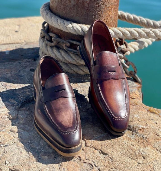 Brown Leather Palermo Penny Loafers - AW24