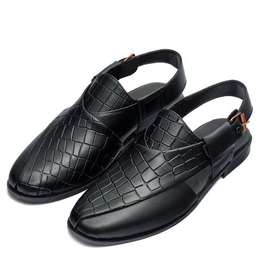 Single Crocodile Black Sandals