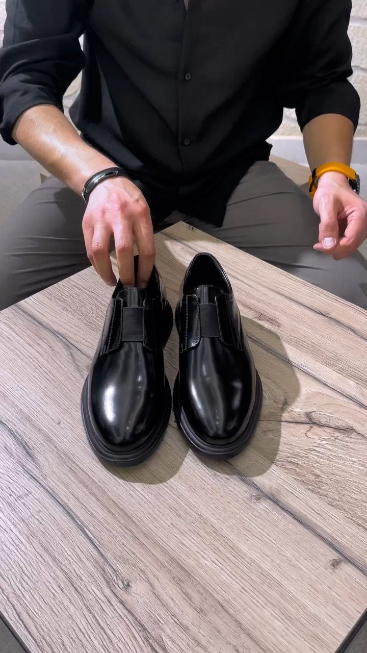 Glossy Black Leather Loafers