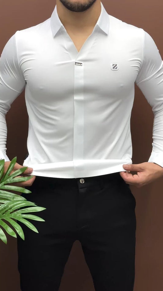 Non-iron four-way stretch shirt