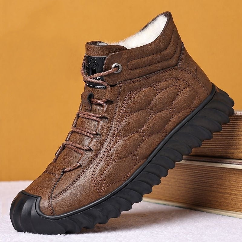 Men's Waterproof Warm Leather Orthopedic Boots