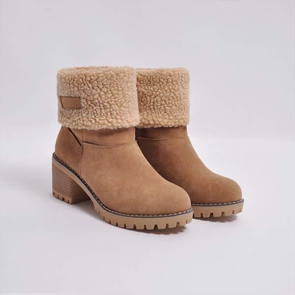 Women'S Mid-Tube Chunky Heel Suede Boots