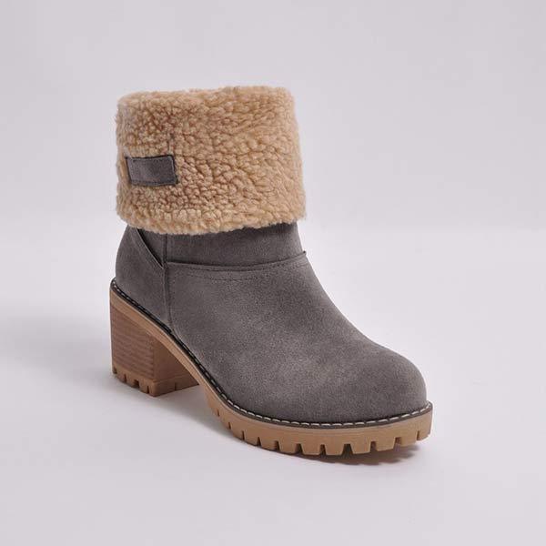 Women'S Mid-Tube Chunky Heel Suede Boots