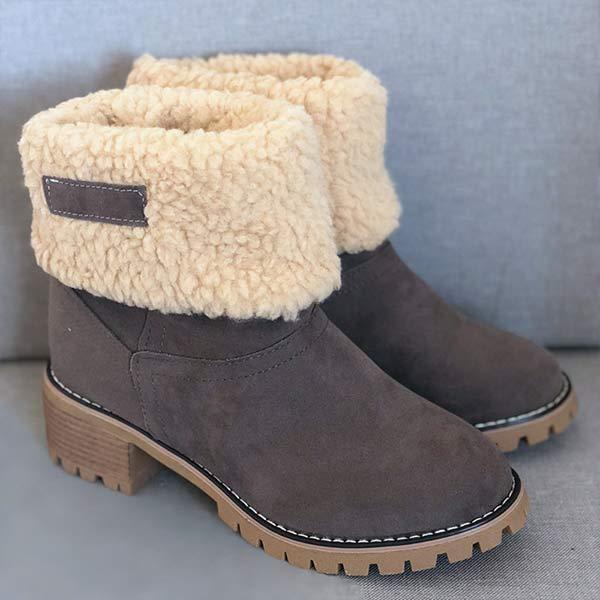 Women'S Mid-Tube Chunky Heel Suede Boots