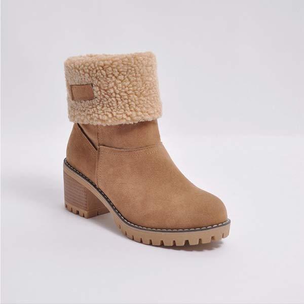 Women'S Mid-Tube Chunky Heel Suede Boots