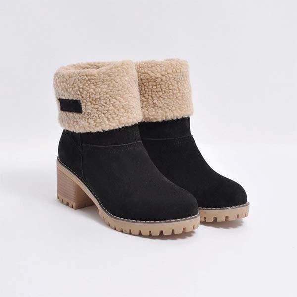 Women'S Mid-Tube Chunky Heel Suede Boots