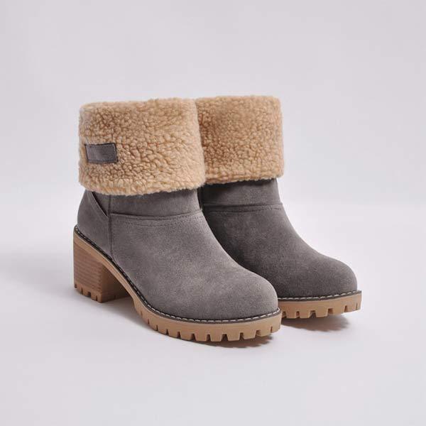 Women'S Mid-Tube Chunky Heel Suede Boots